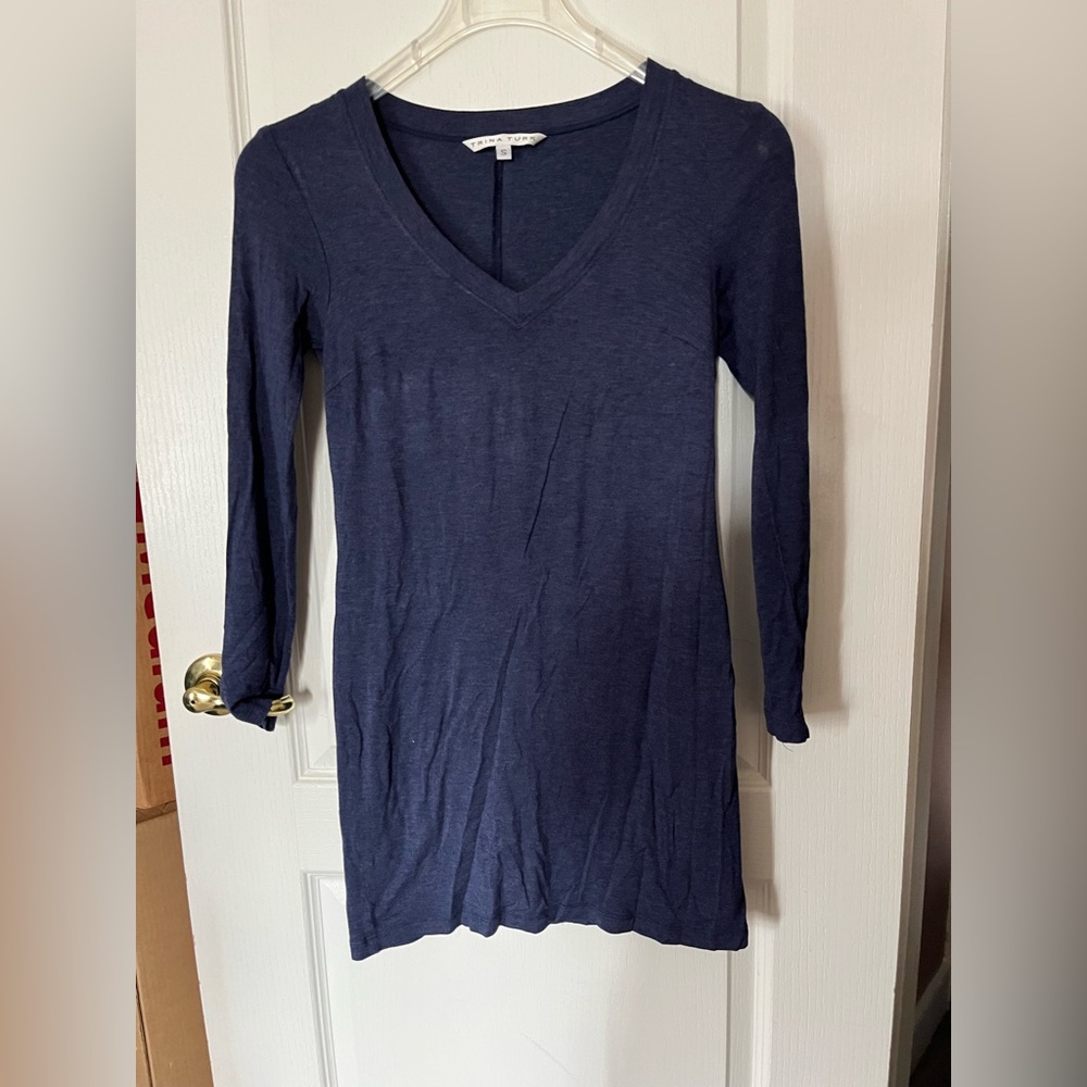 Trina Turk Navy V-Neck Mini Dress Size XS